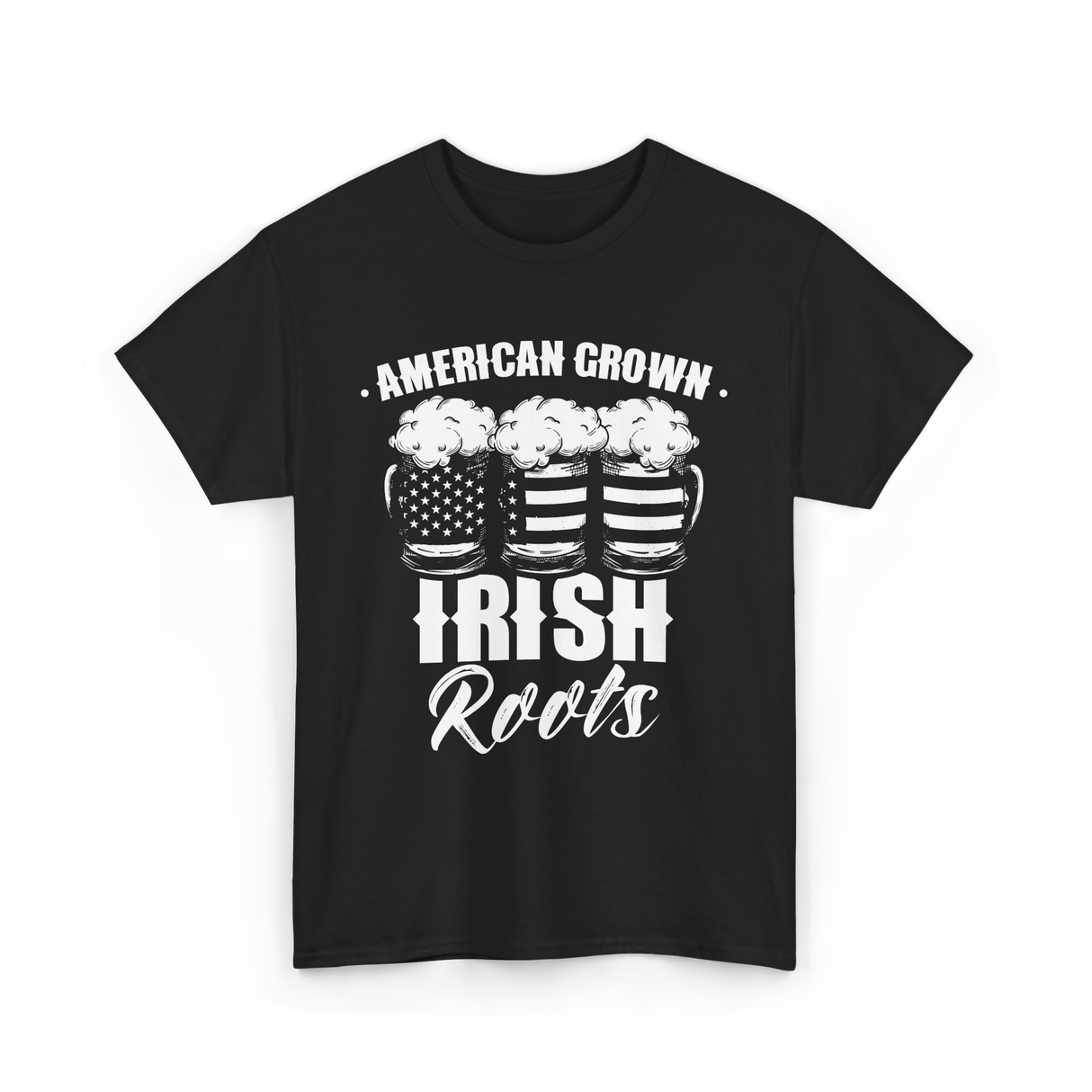 American Grown Irish Roots St Patrick's Day T-Shirt - Black