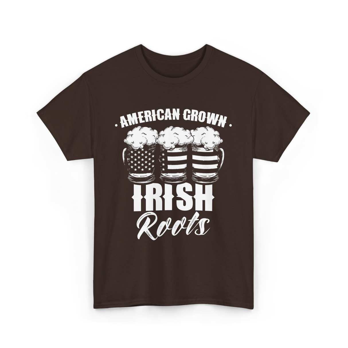 American Grown Irish Roots St Patrick's Day T-Shirt - Dark Chocolate