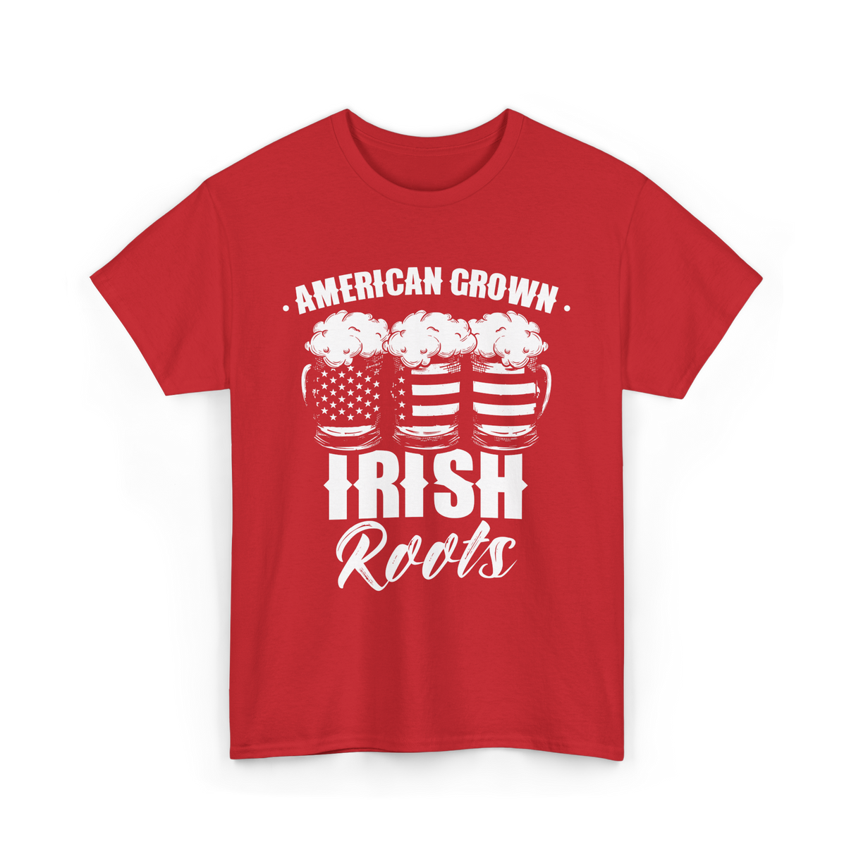 American Grown Irish Roots St Patrick's Day T-Shirt - Red