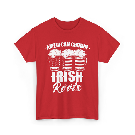 American Grown Irish Roots St Patrick's Day T-Shirt - Red