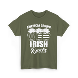 American Grown Irish Roots St Patrick's Day T-Shirt - Military Green