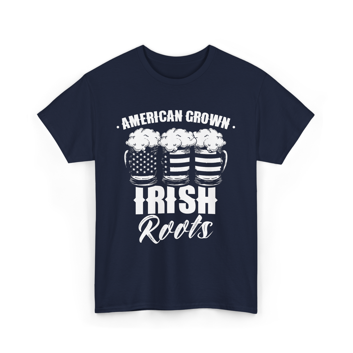 American Grown Irish Roots St Patrick's Day T-Shirt - Navy