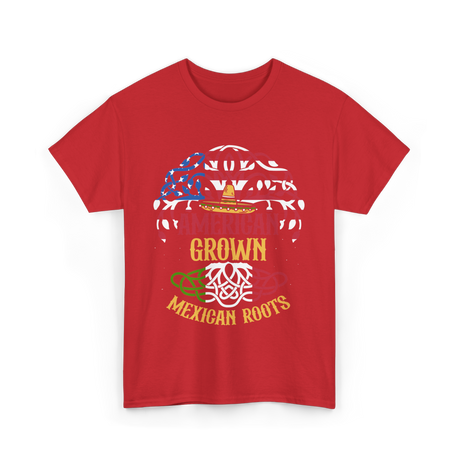 American Grown Mexican Roots Country T-Shirt - Red