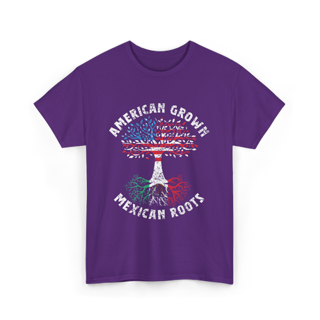 American Grown Mexican Roots Country T-Shirt - Purple