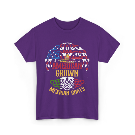 American Grown Mexican Roots Country T-Shirt - Purple