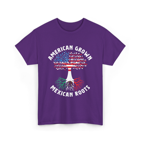 American Grown Mexican Roots Country T-Shirt - Purple