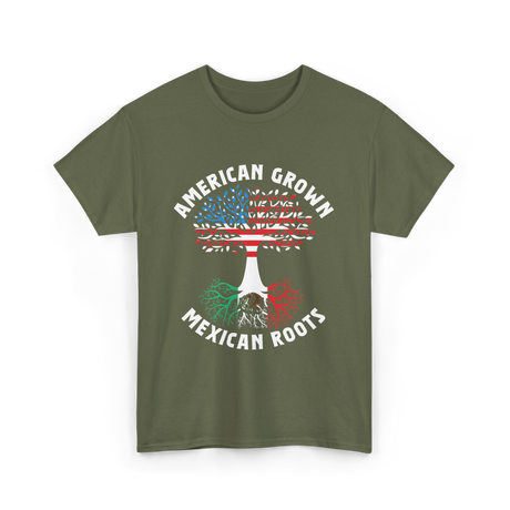 American Grown Mexican Roots Country T-Shirt - Military Green