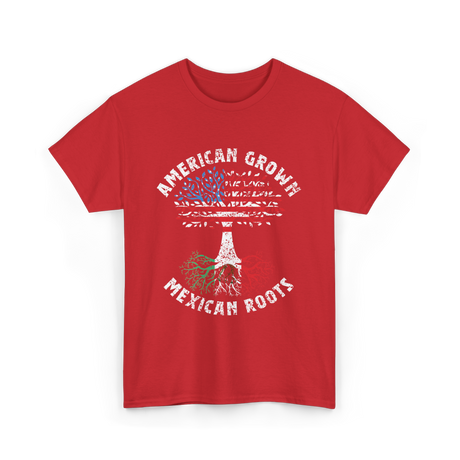 American Grown Mexican Roots Country T-Shirt - Red