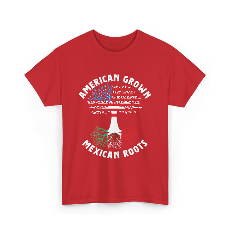 American Grown Mexican Roots Country T-Shirt - Red