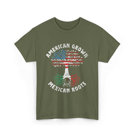 American Grown Mexican Roots Country T-Shirt - Military Green