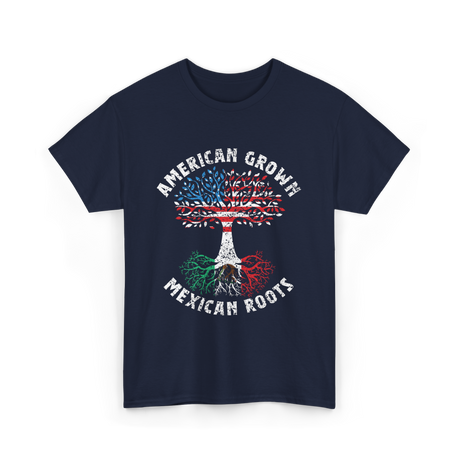 American Grown Mexican Roots Country T-Shirt - Navy