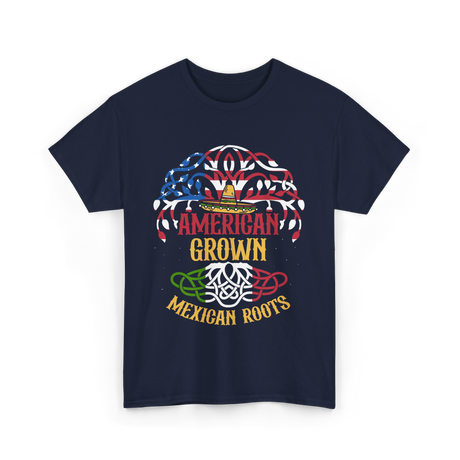 American Grown Mexican Roots Country T-Shirt - Navy