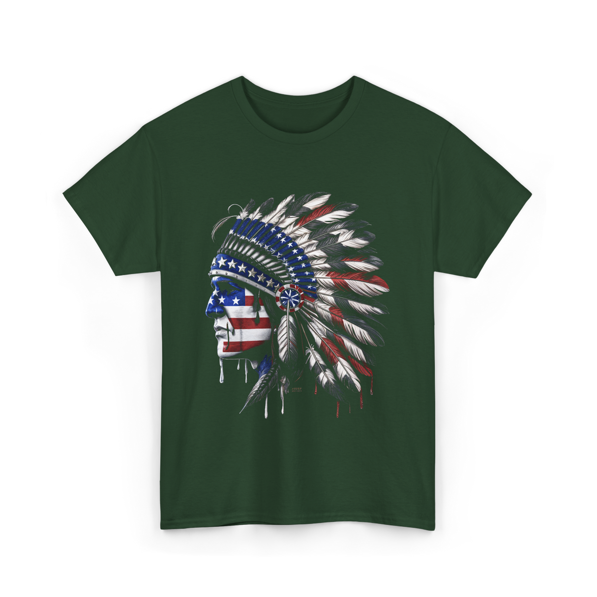 American Patriotism Native T-Shirt - Forest Green