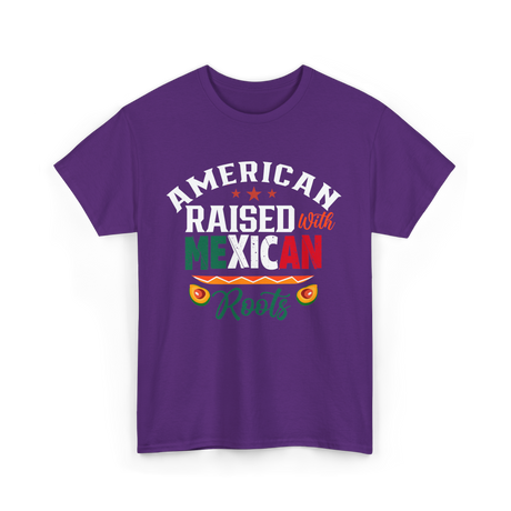 American Raised Mexican Roots T-Shirt - Purple