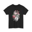 Anatomical Heart Floral Heart Anatomy T-Shirt - Black