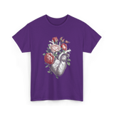 Anatomical Heart Floral Heart Anatomy T-Shirt - Purple