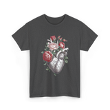 Anatomical Heart Floral Heart Anatomy T-Shirt - Dark Heather