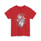 Anatomical Heart Floral Heart Anatomy T-Shirt - Red