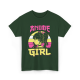 Anime Girl Anime Character T-Shirt - Forest Green