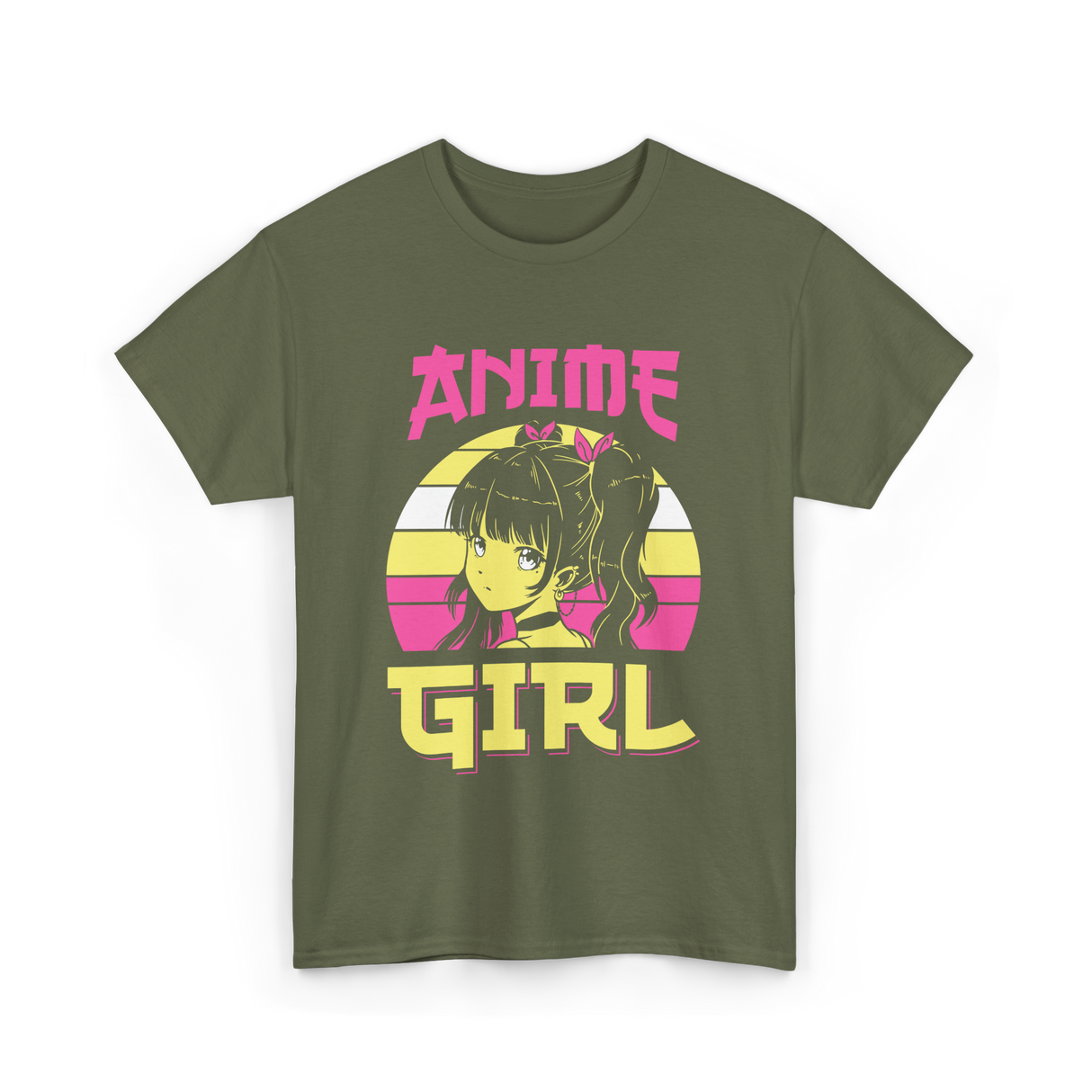 Anime Girl Anime Character T-Shirt - Military Green