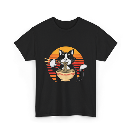 Anime Ramen Cat Kawaii Noodles T-Shirt - Black