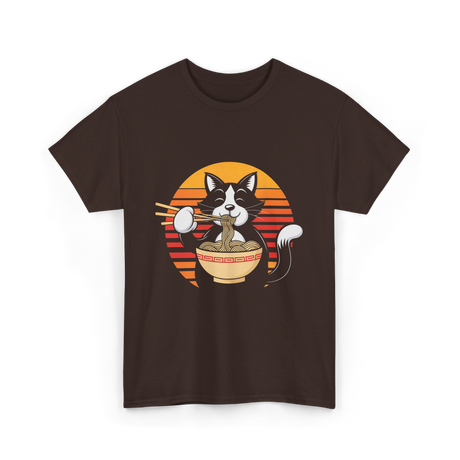 Anime Ramen Cat Kawaii Noodles T-Shirt - Dark Chocolate