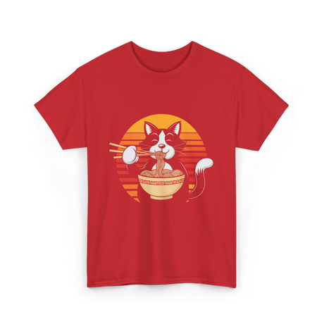 Anime Ramen Cat Kawaii Noodles T-Shirt - Red