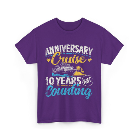 Anniversary Cruise 10 Years Counting Couples T-Shirt - Purple