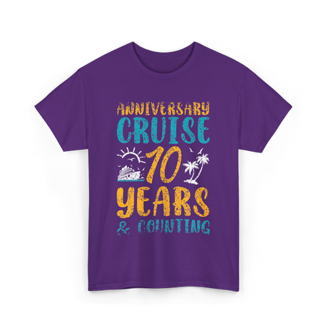 Anniversary Cruise 10 Years Couples T-Shirt - Purple