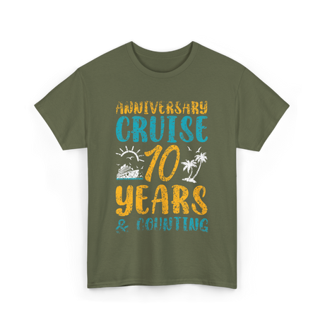 Anniversary Cruise 10 Years Couples T-Shirt - Military Green