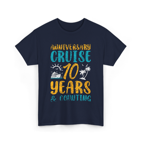 Anniversary Cruise 10 Years Couples T-Shirt - Navy