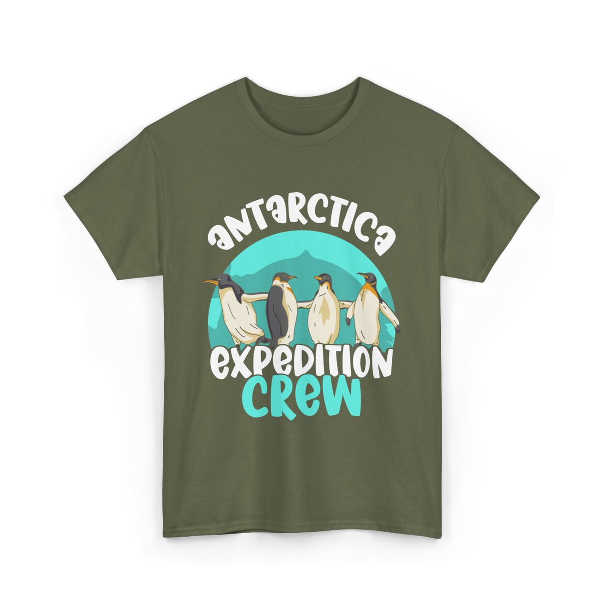 Antarctica Expedition Crew Penguin T-Shirt - Military Green