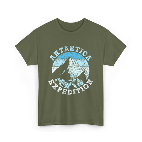 Antarctica Expedition Mountains Adventure T-Shirt - Military Green