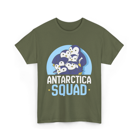 Antarctica Squad Penguin T-Shirt - Military Green