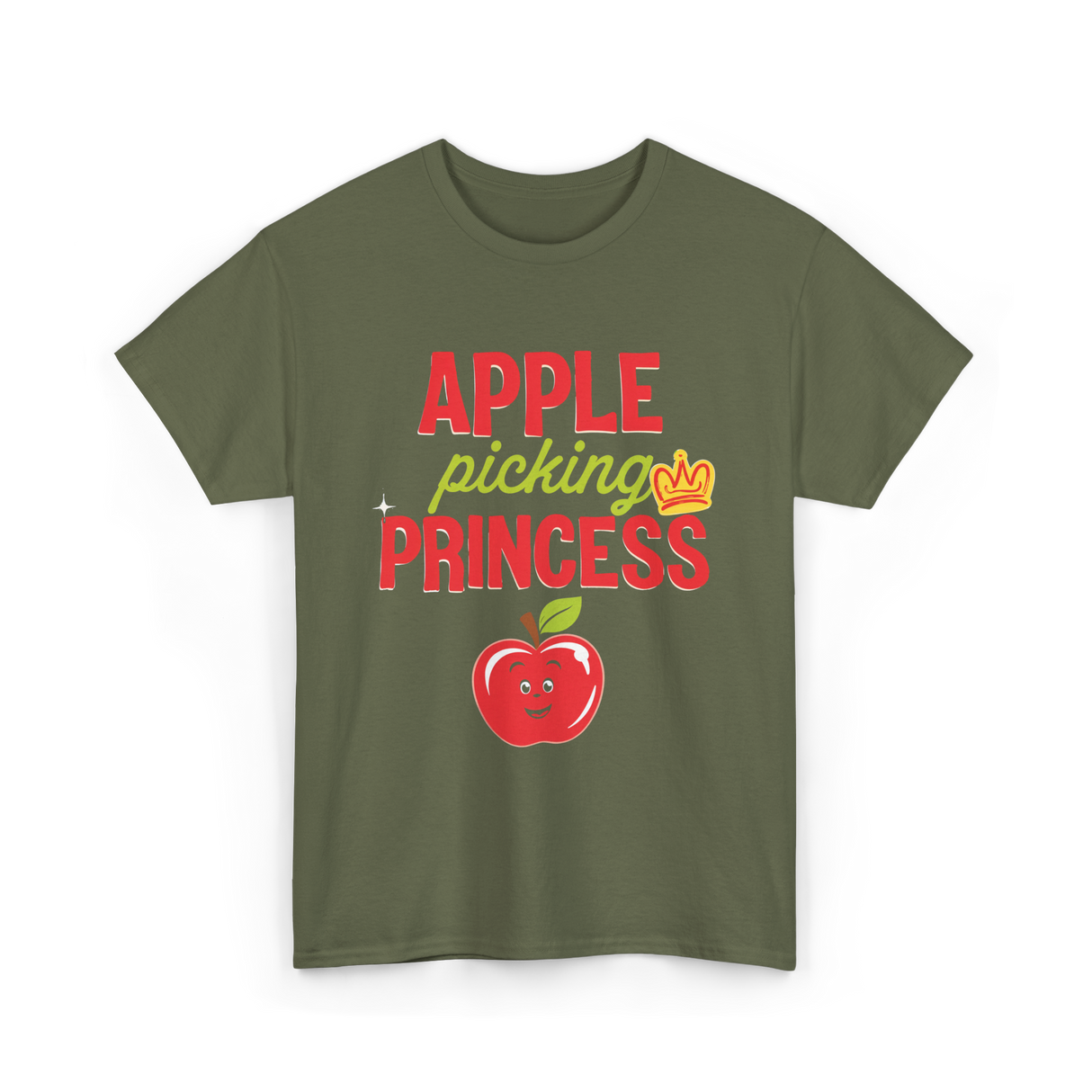 Apple Picking Princess Kids T-Shirt - Military Green