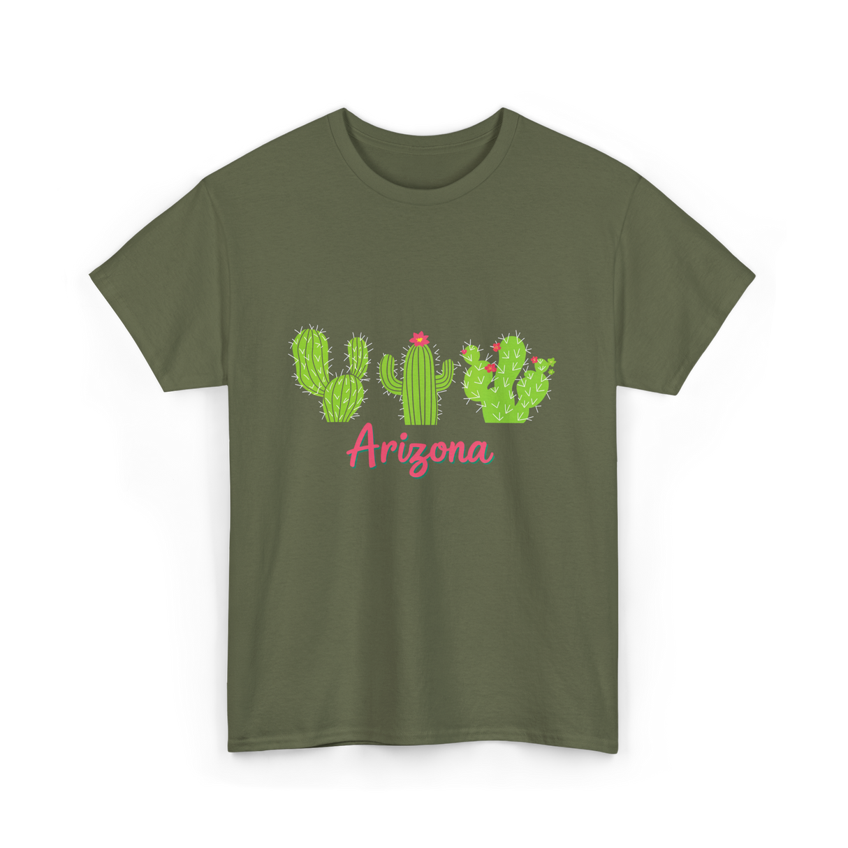 Arizona Cactus Plant Cactus T-Shirt - Military Green