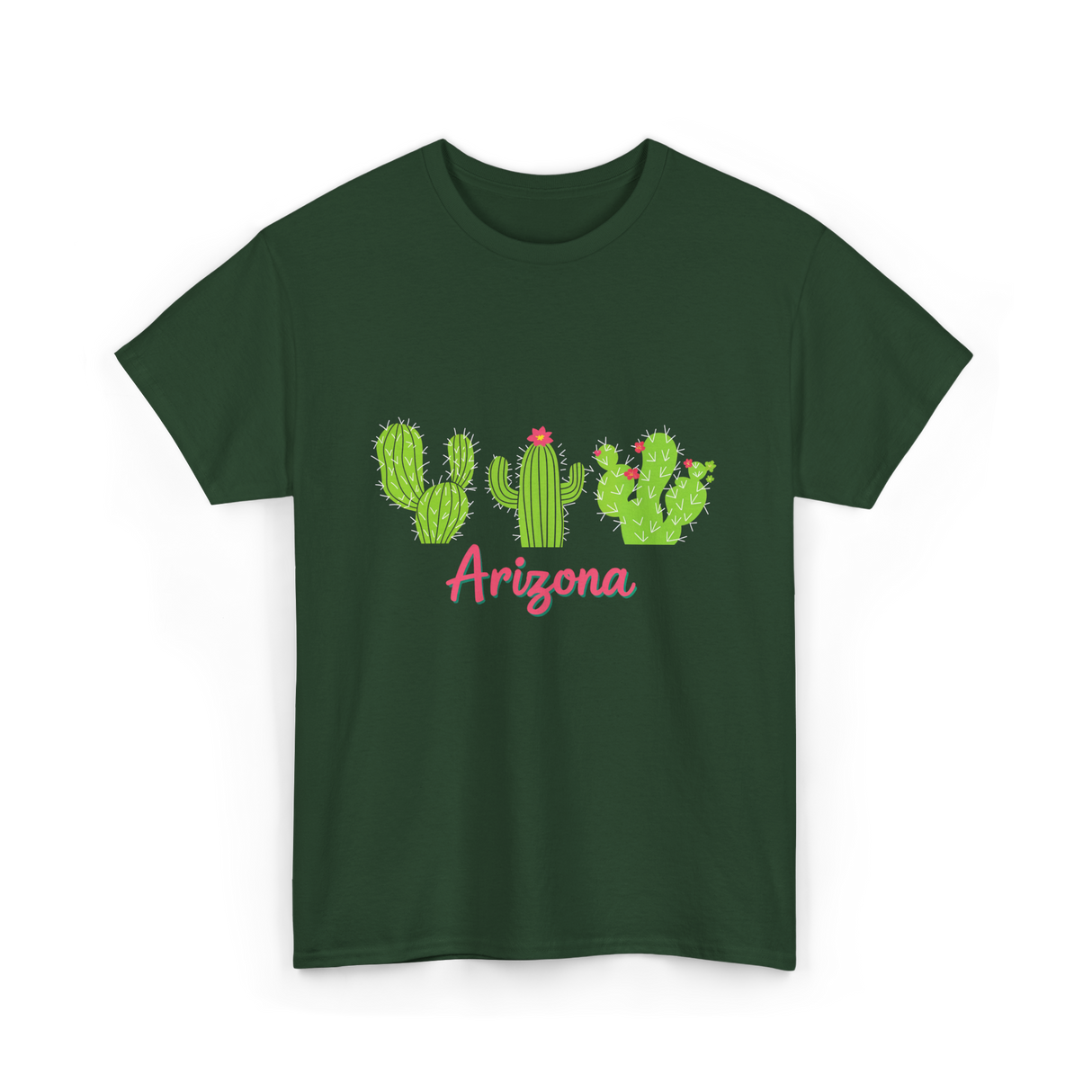 Arizona Cactus Plant Cactus T-Shirt - Forest Green