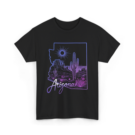 Arizona Cactus State Map Cacti T-Shirt - Black