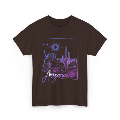 Arizona Cactus State Map Cacti T-Shirt - Dark Chocolate