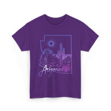 Arizona Cactus State Map Cacti T-Shirt - Purple