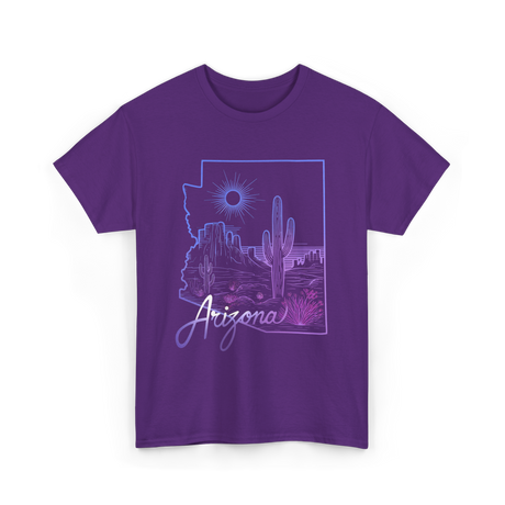 Arizona Cactus State Map Cacti T-Shirt - Purple