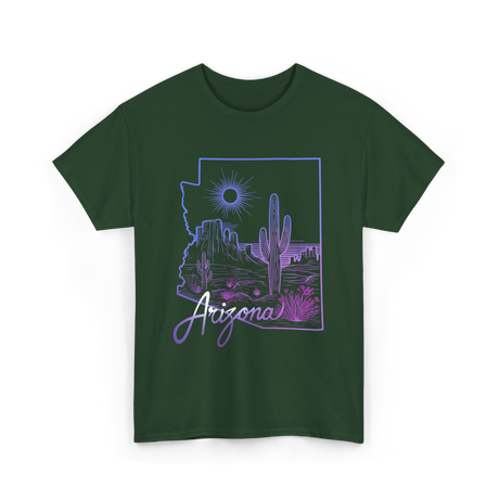 Arizona Cactus State Map Cacti T-Shirt - Forest Green