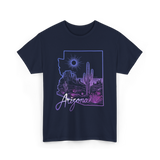 Arizona Cactus State Map Cacti T-Shirt - Navy