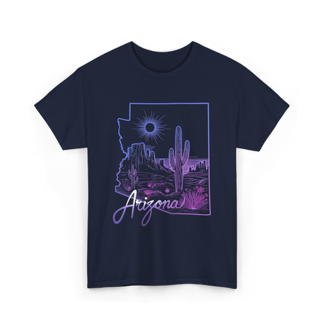 Arizona Cactus State Map Cacti T-Shirt - Navy