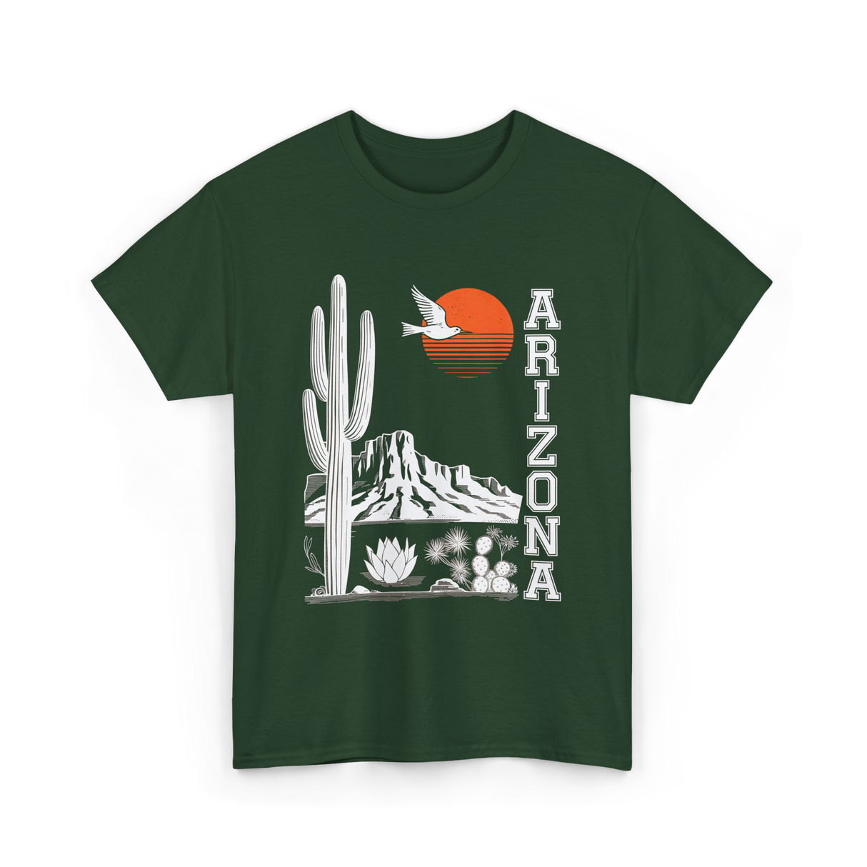 Arizona Desert Cactus Mountain T-Shirt - Forest Green