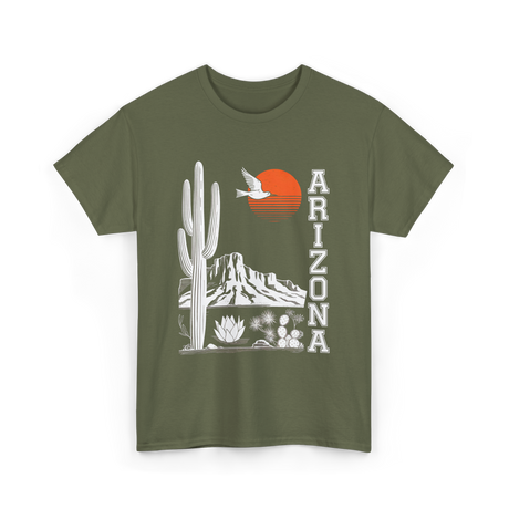 Arizona Desert Cactus Mountain T-Shirt - Military Green