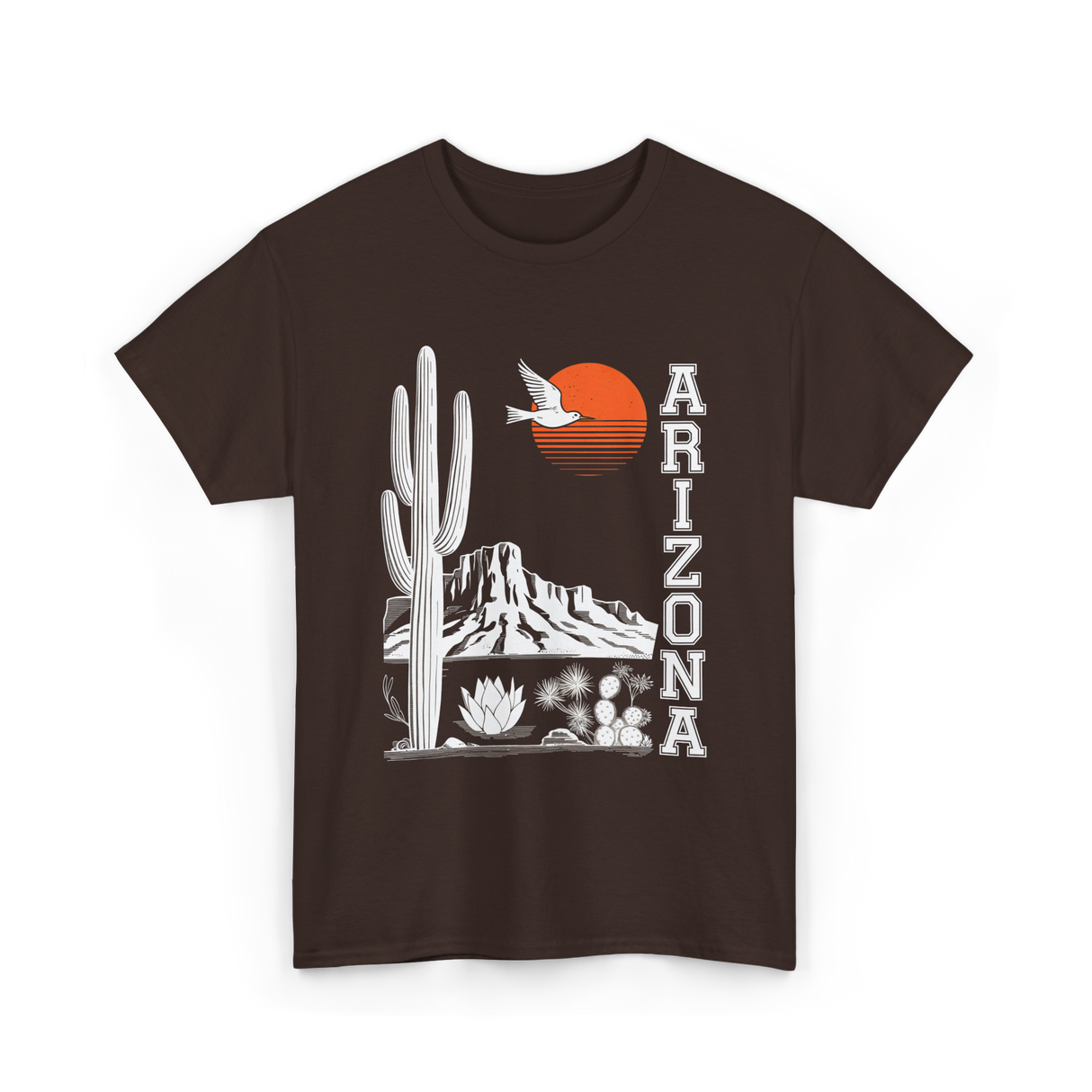 Arizona Desert Cactus Mountain T-Shirt - Dark Chocolate