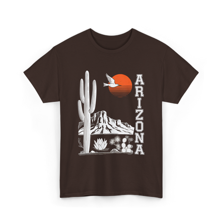 Arizona Desert Cactus Mountain T-Shirt - Dark Chocolate