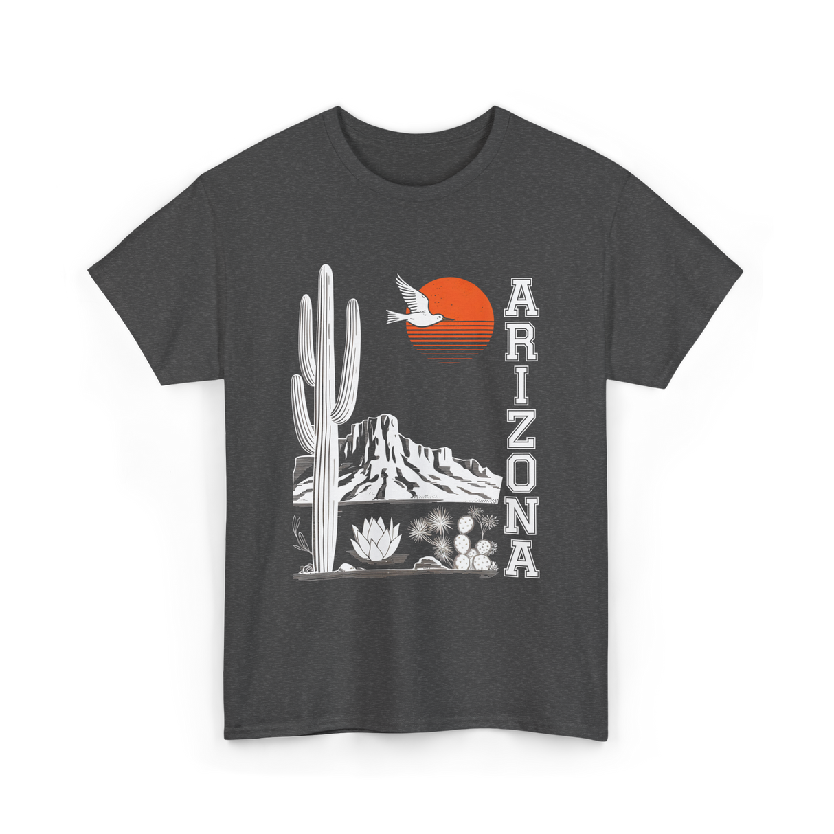 Arizona Desert Cactus Mountain T-Shirt - Dark Heather