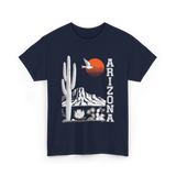 Arizona Desert Cactus Mountain T-Shirt - Navy